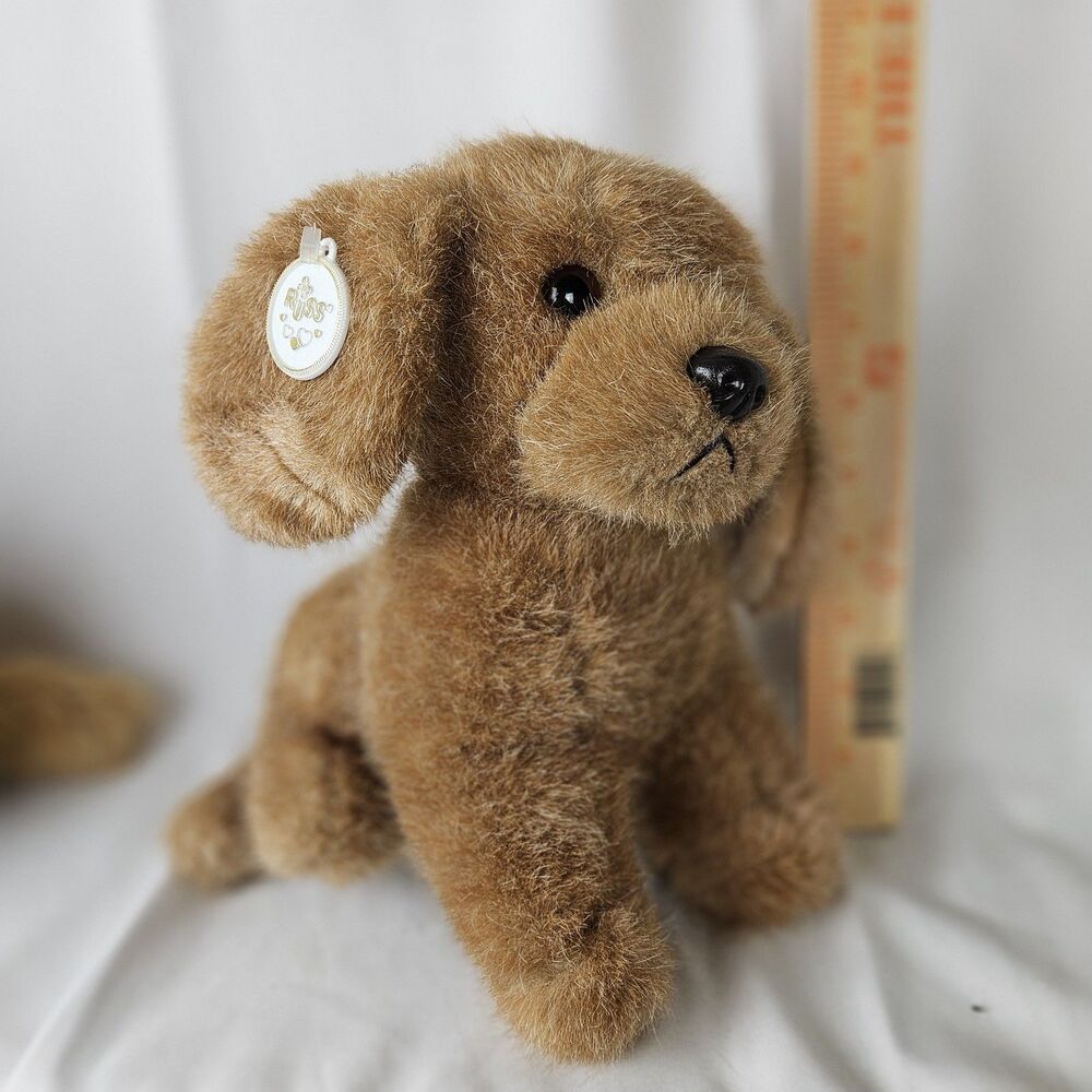RUSS Berrie SCRAPS Puppy Dog Vintage Korea Plush Brown Stuffed Animal Sits 9"